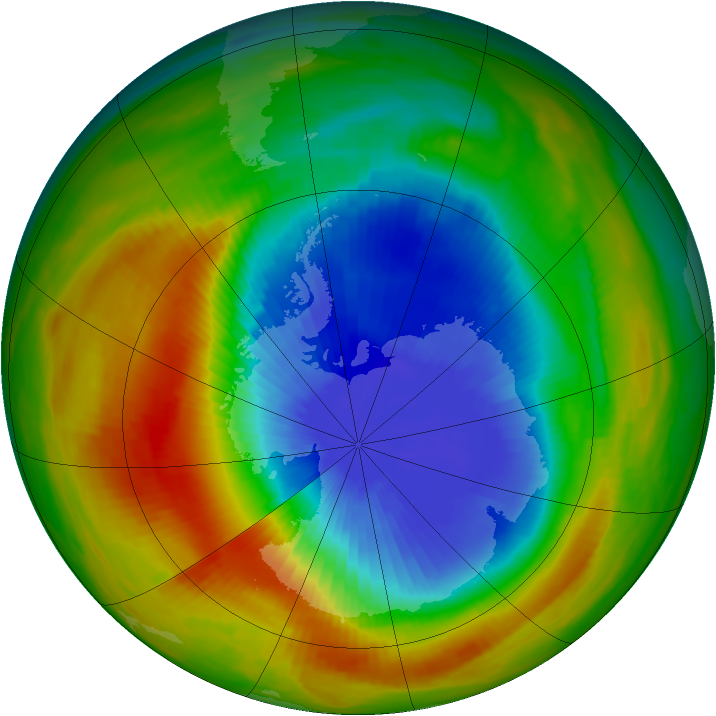 Antarctic ozone map for 14 October 1983